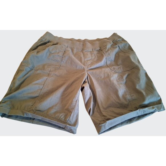 Catherines Cargo Shorts Women 1X Cotton Pull On Black Elastic Waist Pockets cuff - Picture 1 of 7